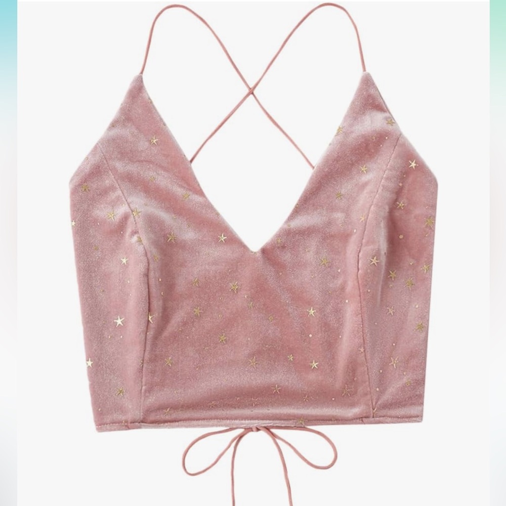 Pink Velvet Galaxy Crop Top